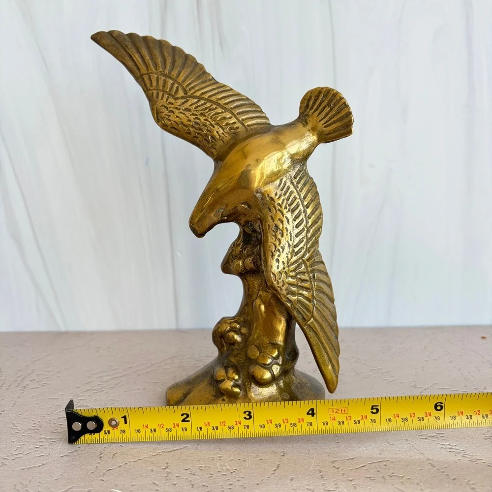 Vintage Solid Brass Eagle Figurine Bird of Prey Statue Americana Decor 7.5 Inch